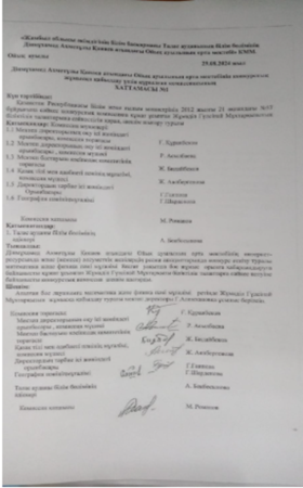 Бос және (немесе) уақытша бос жұмыс орындарына конкурстың  хаттамасы